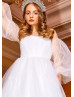 Beaded White Organza Keyhole Back Fairy Flower Girl Dress